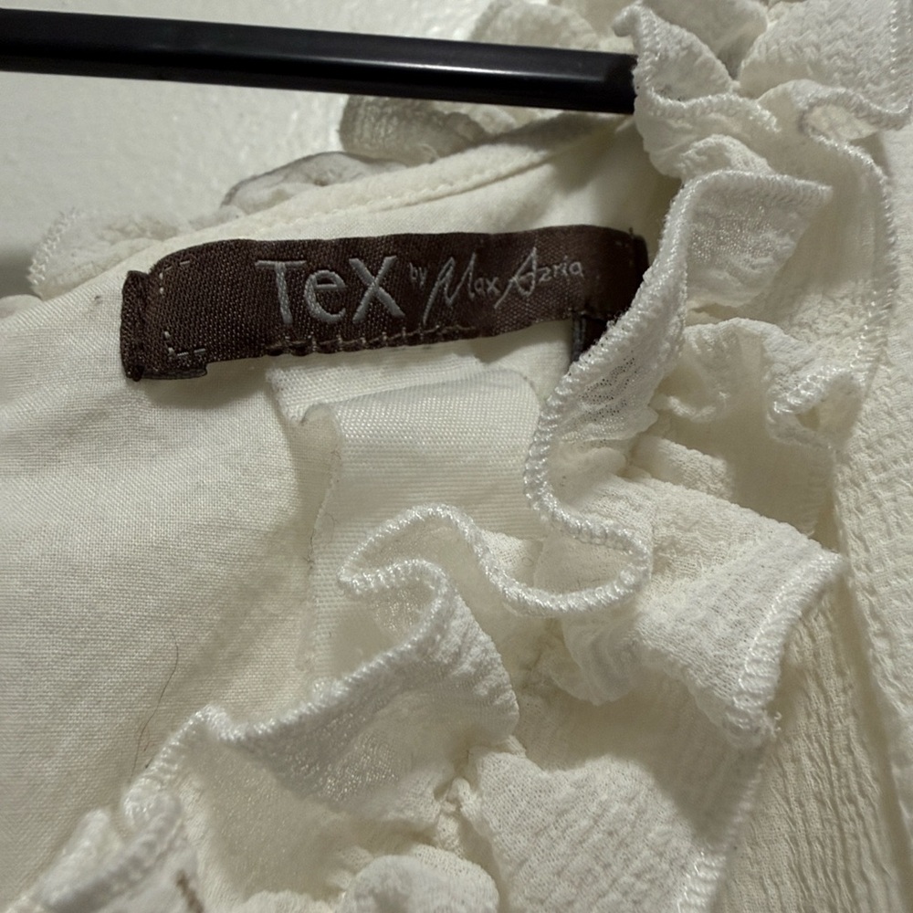 TeX by Max Azria Cream Ruffled Blouse Top - Picture 3 of 4
